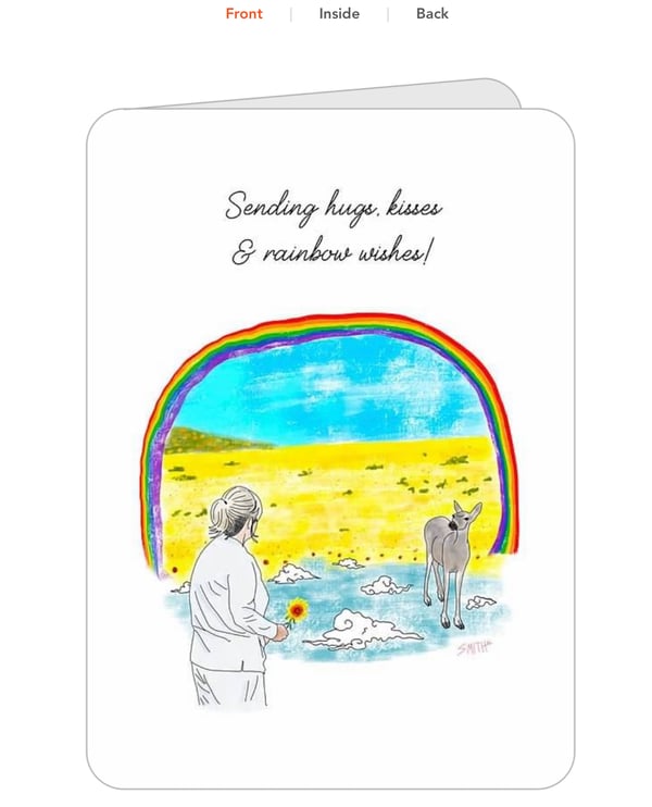 Image of Sending Hugs, Kisses & Rainbow wishes! Card