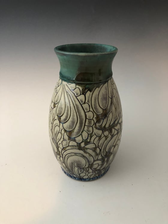Image of Carved Turquoise Vase