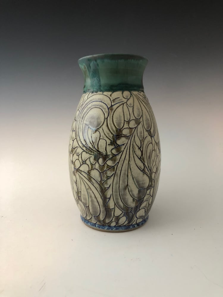 Image of Carved Turquoise Vase