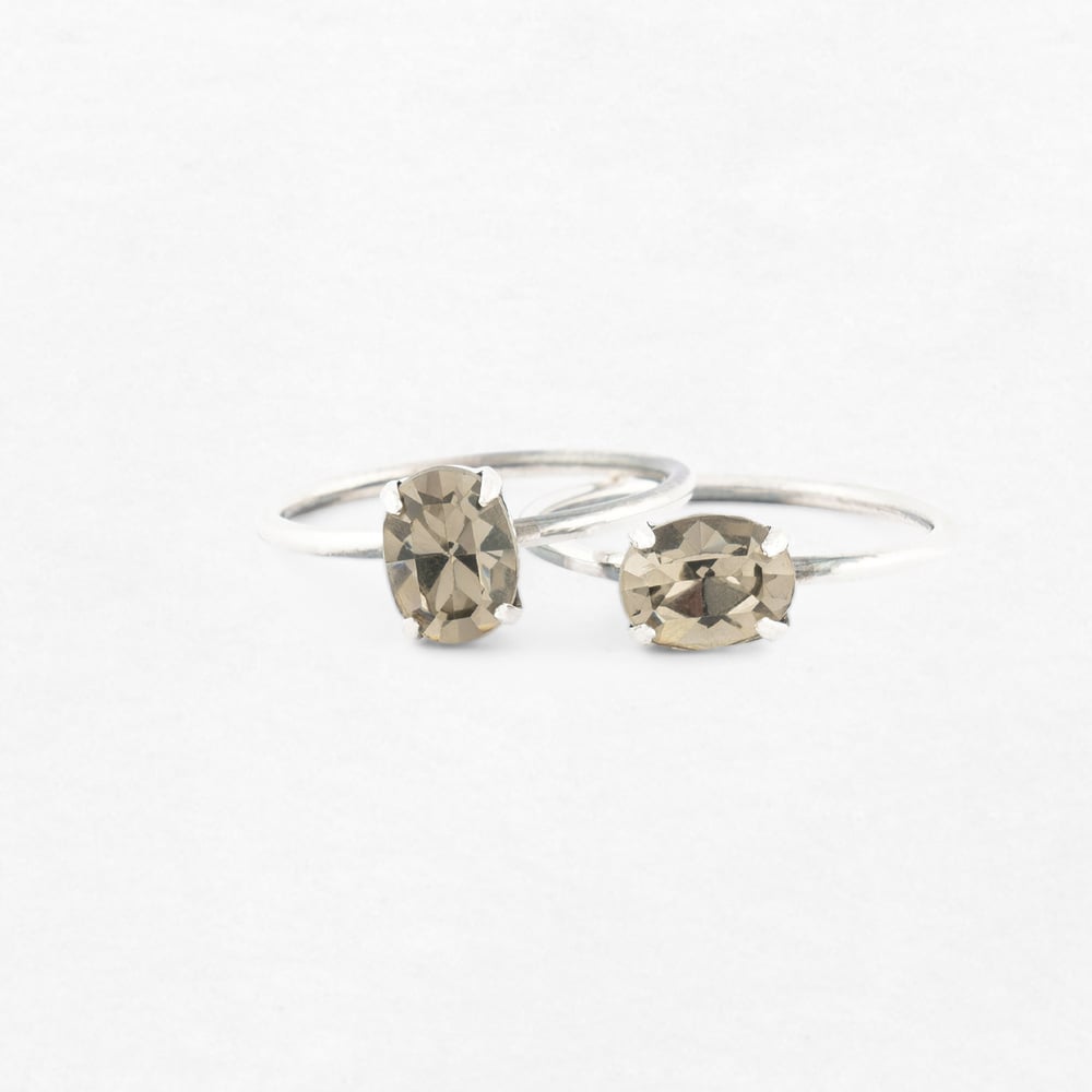 Image of BAGUE PAULA  GRIS FUMÉ PLAQUÉE ARGENT