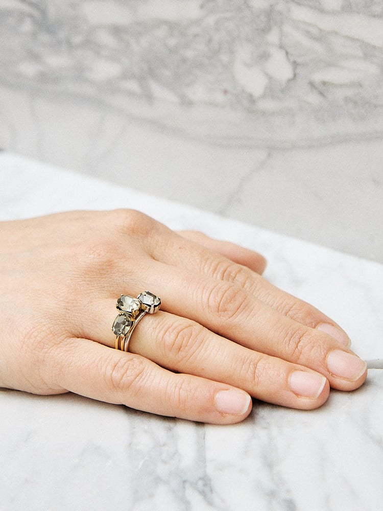 Image of BAGUE PAULA  GRIS FUMÉ PLAQUÉE ARGENT