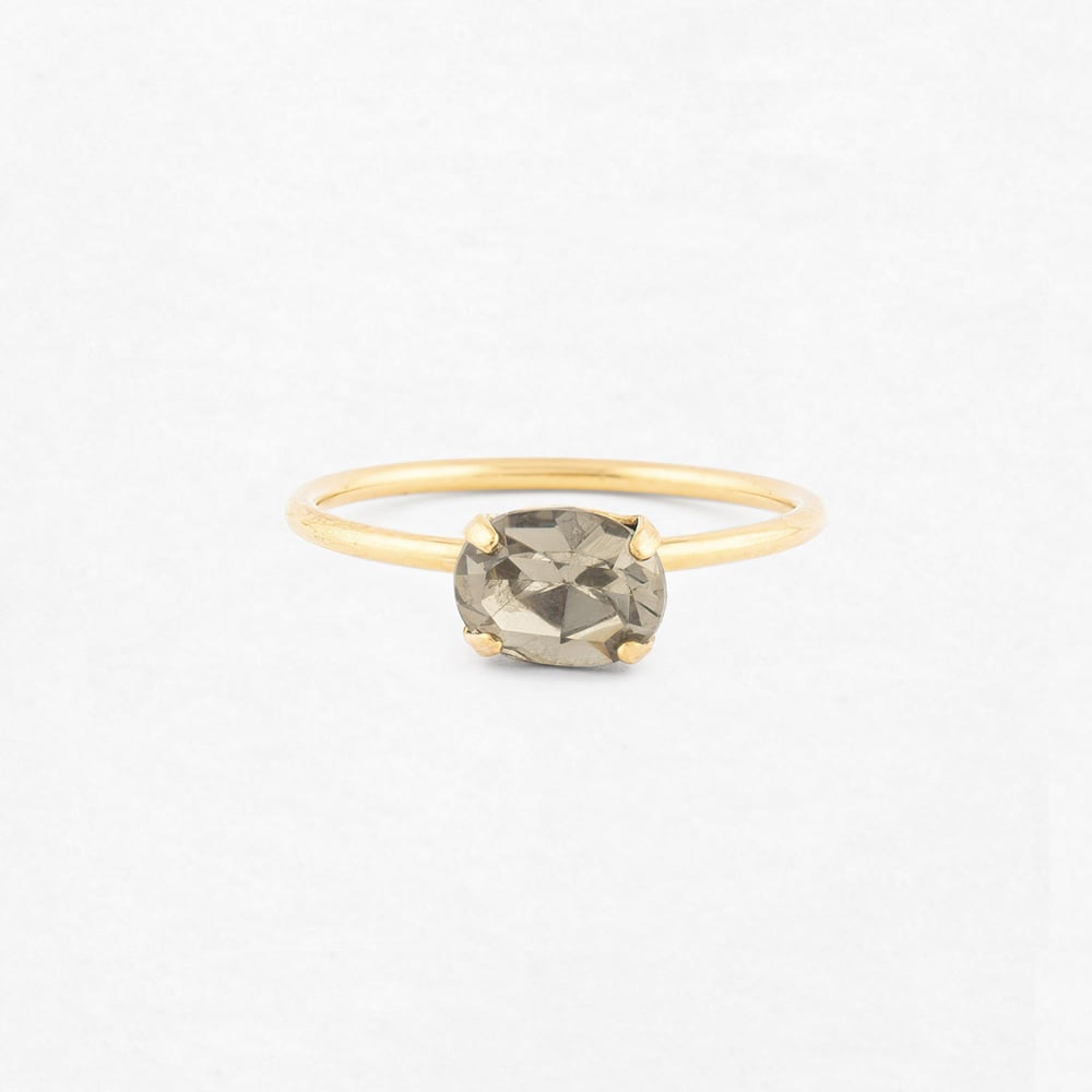 Image of BAGUE PAULA  GRIS FUMÉ PLAQUÉE OR