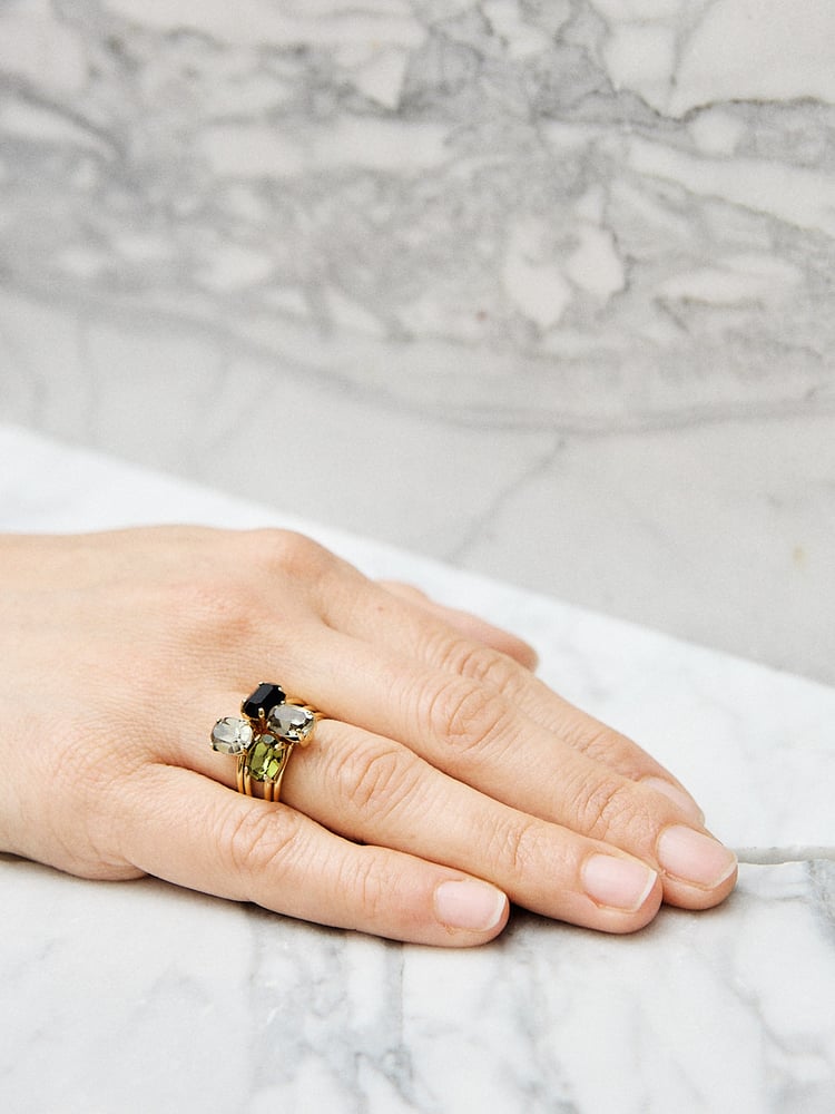 Image of BAGUE PAULA  GRIS FUMÉ PLAQUÉE OR
