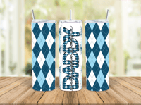 20oz Daddy Blue Argyle Tumbler 