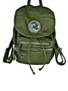 Green Washed Back Pack  Shamrock Design Silver