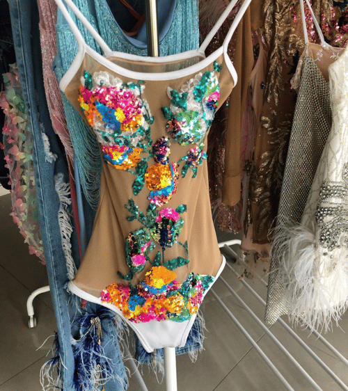 Image of Mesh Floral Swimsuit