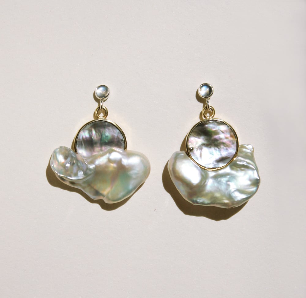 Image of Abalone Moon Earrings