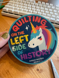Quilting on the Left Side of History Unicorn - 4 inches
