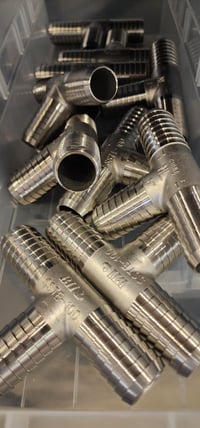 Image 3 of 1" Barb Tee (Stainless Steel) 