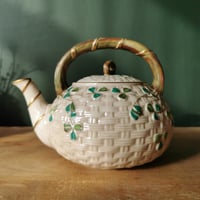 Image 1 of Antique Belleek Irish Porcelain 'Shamrock' Teapot c. 1891 - 1926