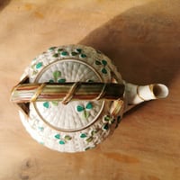 Image 3 of Antique Belleek Irish Porcelain 'Shamrock' Teapot c. 1891 - 1926