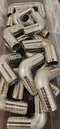 Image 3 of 1" Barb 90⁰ Elbow (Stainless Steel)