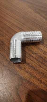 Image 2 of 1" Barb 90⁰ Elbow (Stainless Steel)