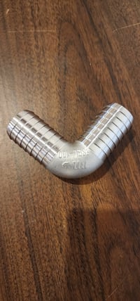 Image 4 of 1" Barb 90⁰ Elbow (Stainless Steel)
