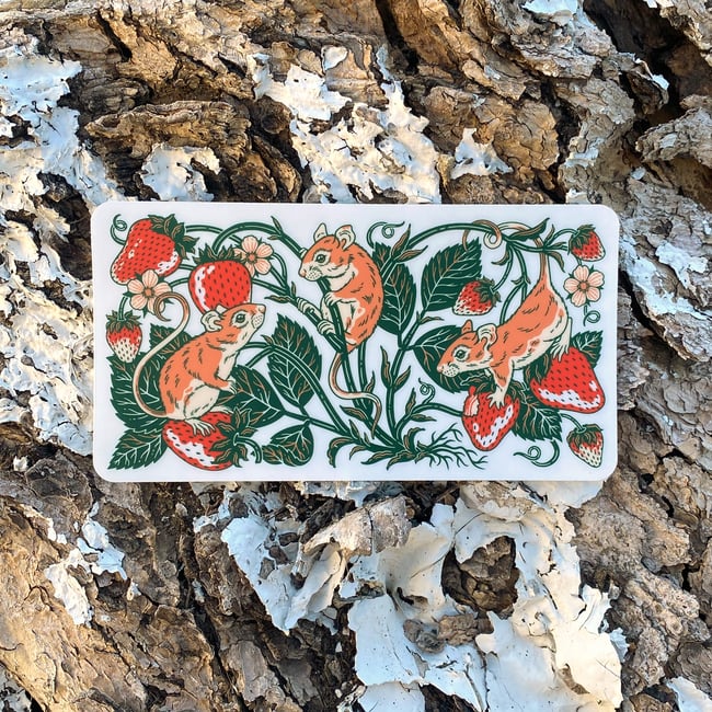 Strawberries & Mice Transparent Sticker