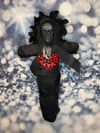Black With Red Heart Santa Muerte Altar Doll by Ugly Shyla For Protection and Power