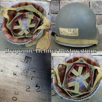 Image 4 of WWII M2 101st Airborne Helmet 501st Dbale Front Seam Paratrooper liner. D-Day