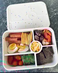 Image 1 of Silicone Bento 5 Lunchbox White Smoke Stars