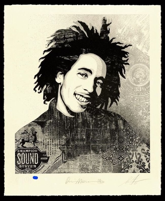 Shepard Fairey "Obey"  Bob Marley 40th Lively Up Yourself Letterpress