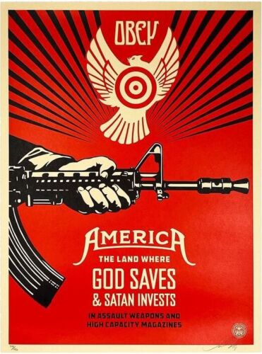 Obey - Shepard Fairey - God saves & satan invests - 2013