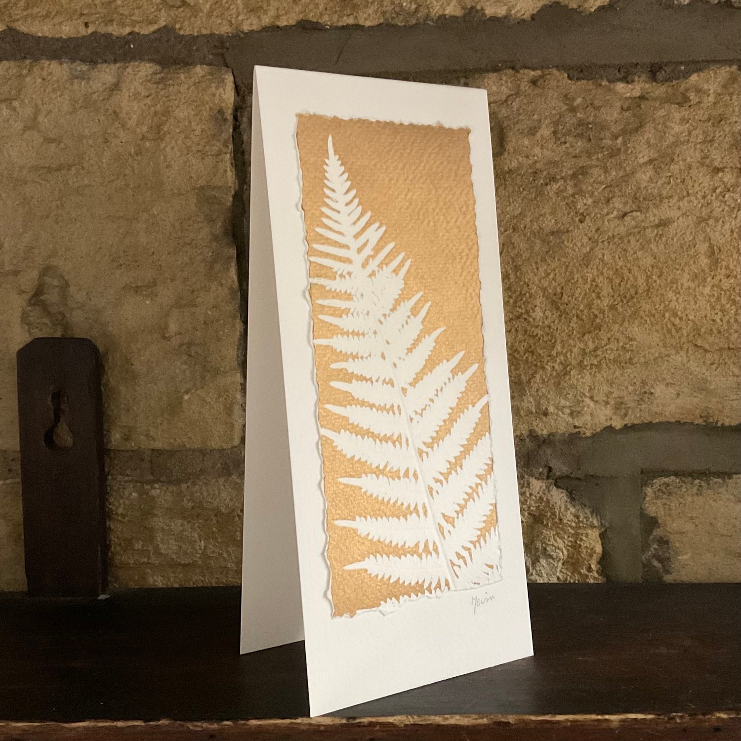 Image of White Fern on Gold ~ original nature print
