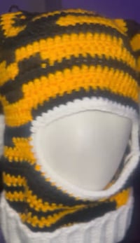 Image 1 of Black & Gold Stripes Balaclava w/ Dog Ears