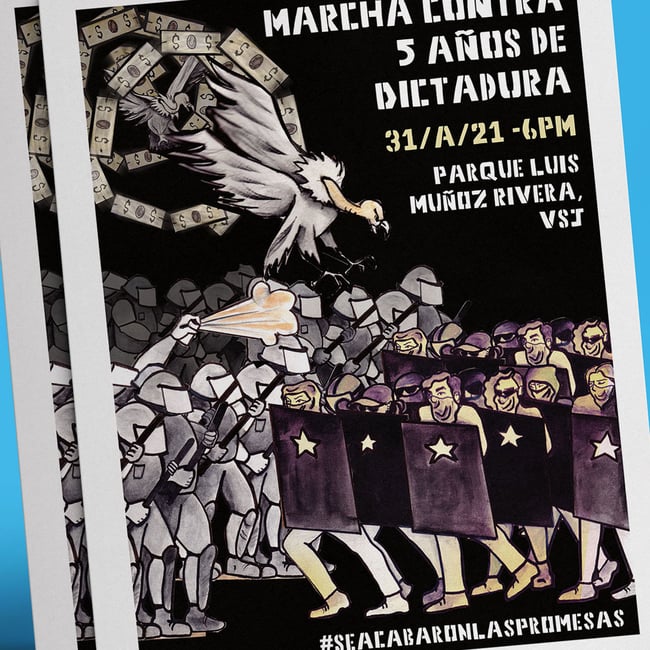 Marcha contra 5 años de dictadura