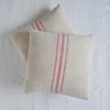 Pair of Grainsack Cushions - Pinky Red Stripe