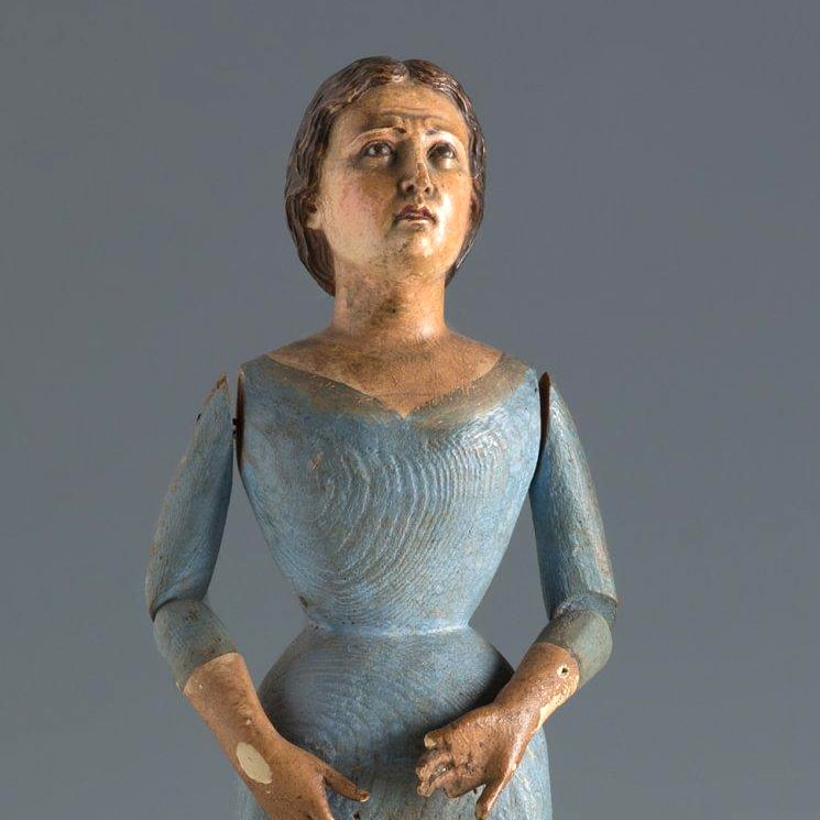 Image of 19TH CENTURY ARTICULATED WOODEN FIGURE OF THE VIRGIN MARY