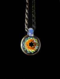 Image 1 of Psychedelic flower pendant with opaline loop.