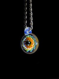 Image 2 of Psychedelic flower pendant with opaline loop.