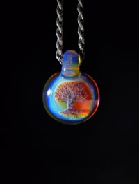 Image 1 of Psychedelic trees pendant backed with purple rainbow. (One of my absolute favorites from my personal