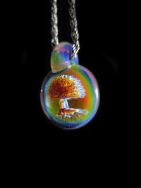 Image 2 of Psychedelic trees pendant backed with purple rainbow. (One of my absolute favorites from my personal