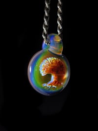 Image 3 of Psychedelic trees pendant backed with purple rainbow. (One of my absolute favorites from my personal