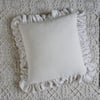Frilled antique French Linen Cushion. - Large