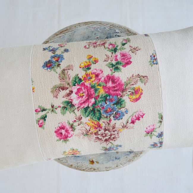 Pair - Antique French Linen Cushions - A6