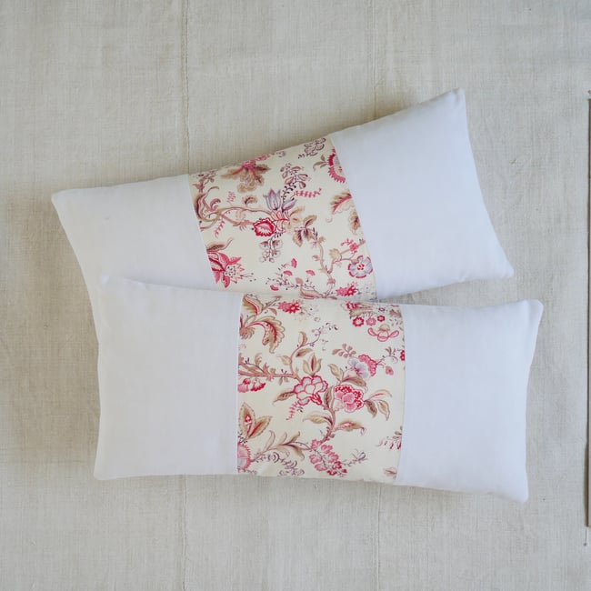 Pair - Antique French Floral Cushions - A10