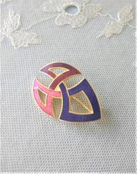 Image 1 of 1980s Vintage Celtic Style Enamel Brooch
