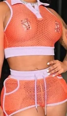 Image of Large Sexy Fishnet 2 Pieces Shorts Sets