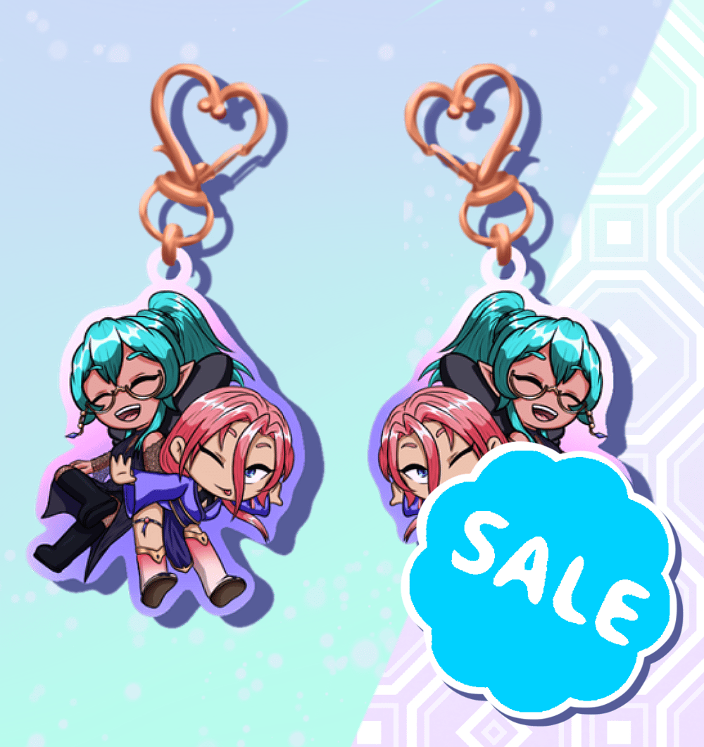 Image of Chibi Duo Rainbow Acrylic Charm