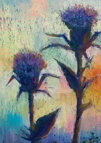 Image 4 of Milk Thistle | Oil Pastel Painting | 24x32 cm