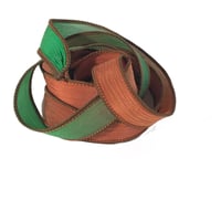 Image 3 of 1PC ORANGE GROVE 42" hand dyed wrist wrap bracelet silk ribbon//Yoga wrist wrap bracelet ribbon