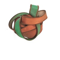 Image 4 of 1PC ORANGE GROVE 42" hand dyed wrist wrap bracelet silk ribbon//Yoga wrist wrap bracelet ribbon