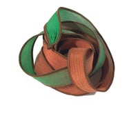 Image 1 of 1PC ORANGE GROVE 42" hand dyed wrist wrap bracelet silk ribbon//Yoga wrist wrap bracelet ribbon