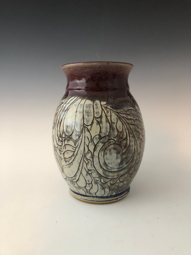 Image of Red Carved Vase