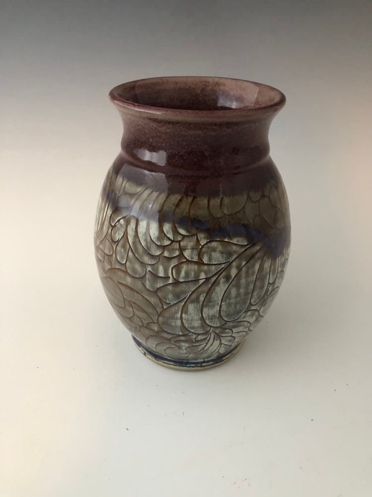 Image of Red Carved Vase