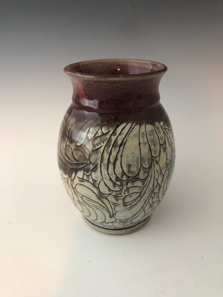 Image of Red Carved Vase