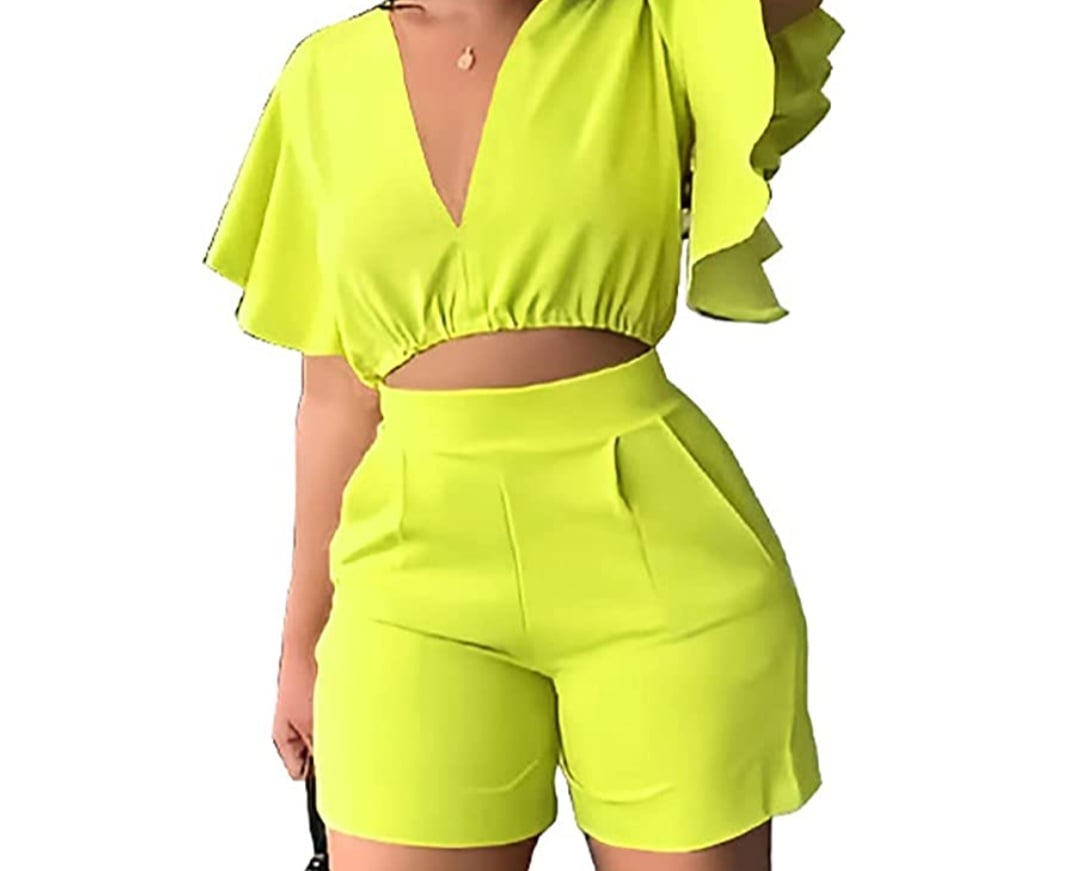 Image of Two Piece Ruffle Sleeve Short Sets