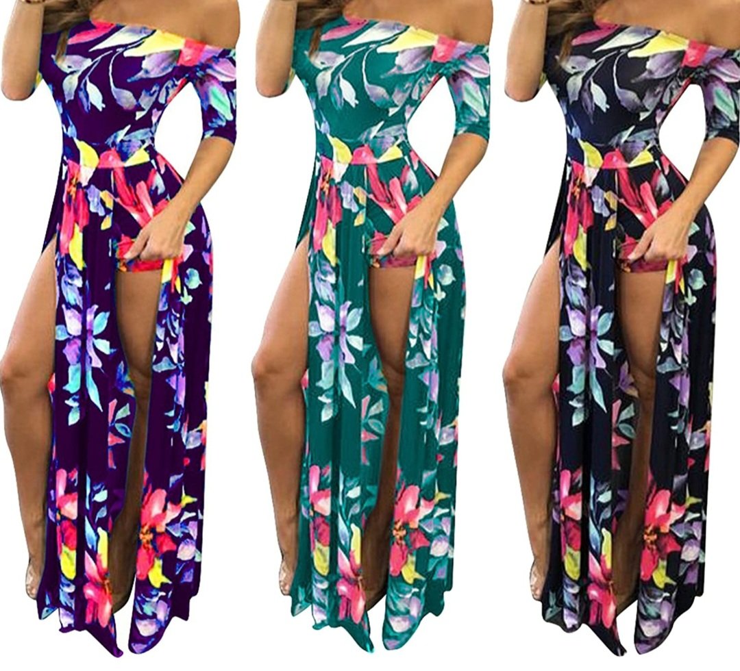 Image of Medium Blueish Floral Romper