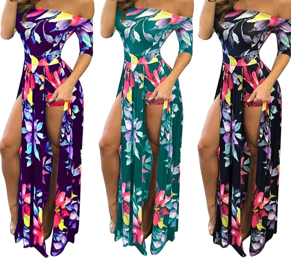 Image of Medium Blueish Floral Romper